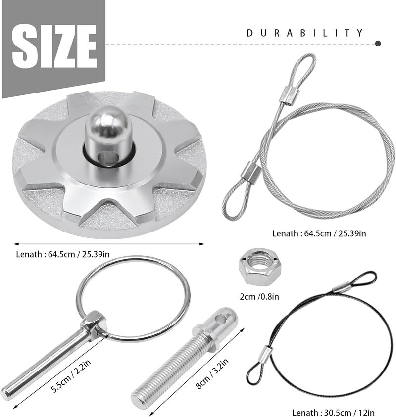 UOIENRT Aluminum Alloy Hood Pin Kit, Car Racing Lock for Universal Plate (Silver) - Image 2